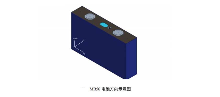 EVE亿纬锂能MB56 3.2V628AH锂离子电池方向示意图 EVE亿纬锂能MB56 3.2V628AH锂离子电池方向示意图