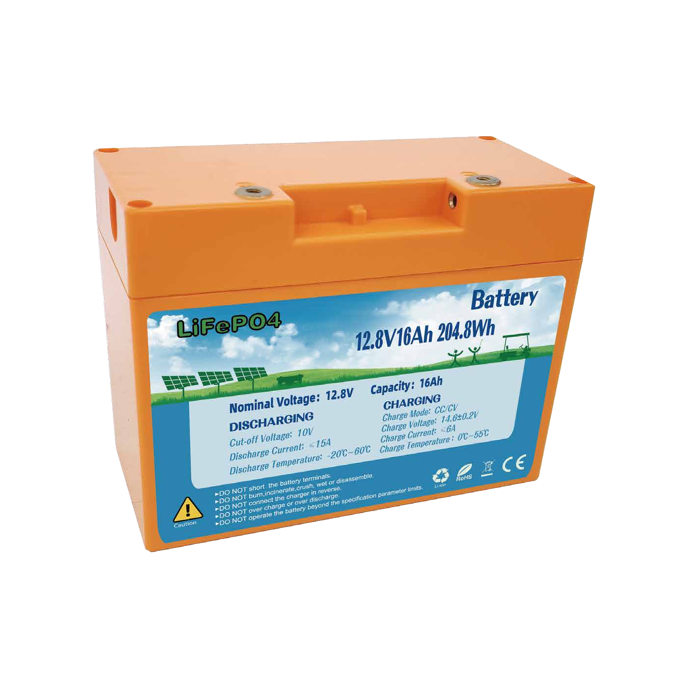 12.8v 16ah高尔夫球车电池组可充电太阳能磷酸铁锂电池组